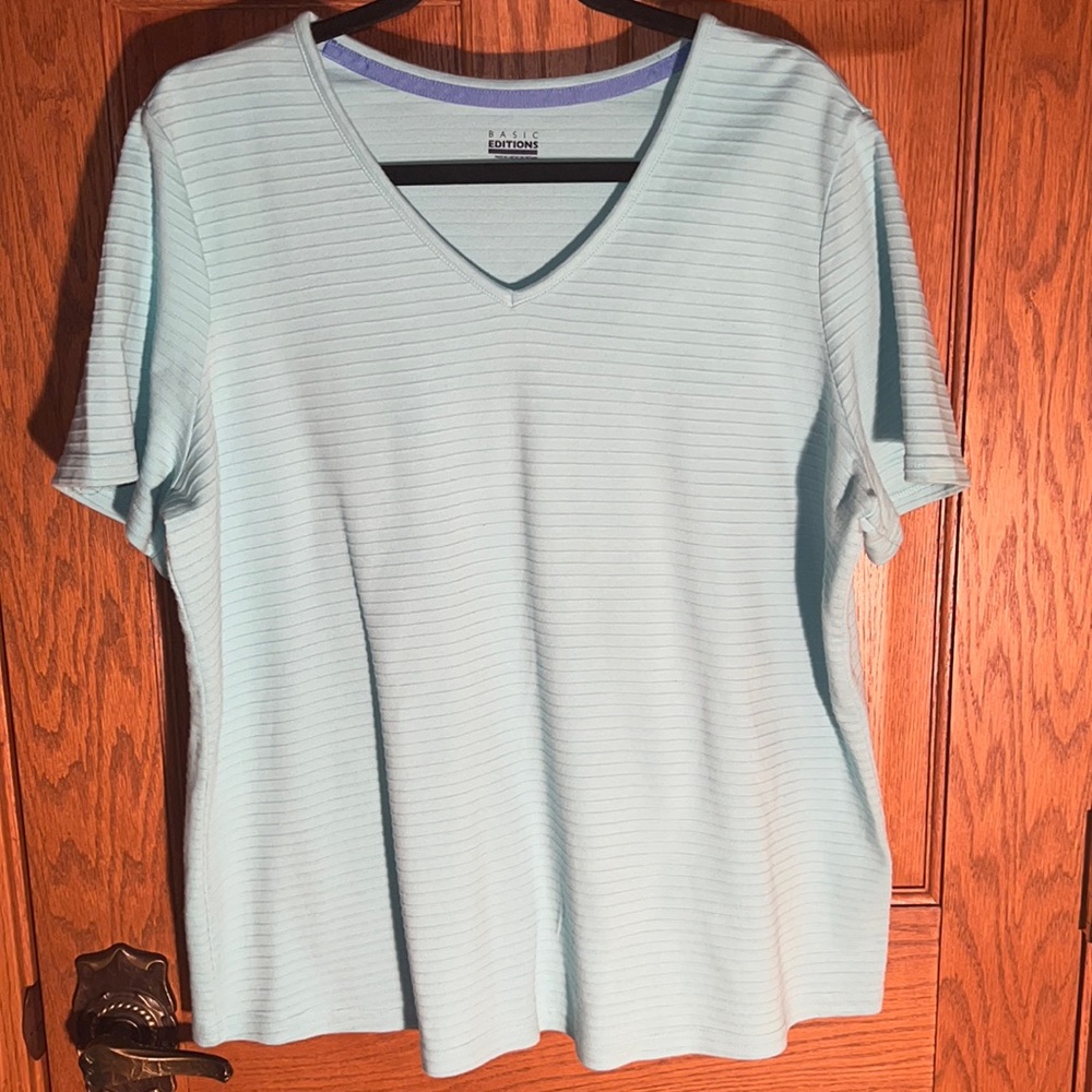 Ribbed knit V Neck Tee